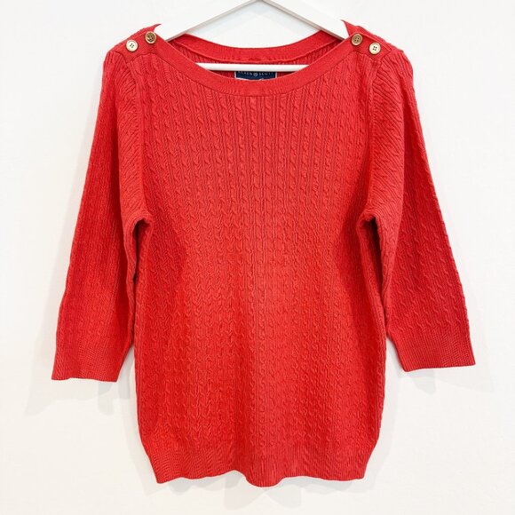 Karen Scott Sweaters - Karen Scott Boat Neck Ribbed Cable Knit 3/4 Sleeve Sweater Top Winter Size Large